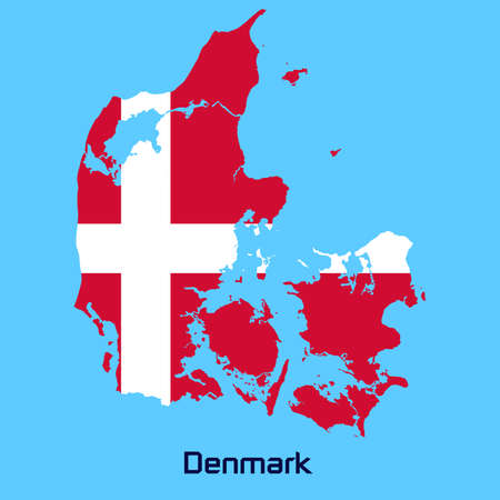 vector map of Denmark  with flag textureのイラスト素材