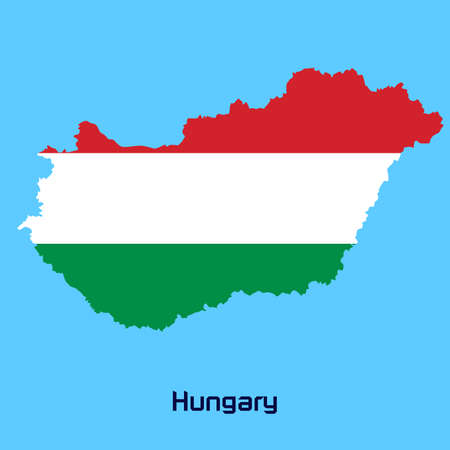 vector map of Hungary with flag textureのイラスト素材