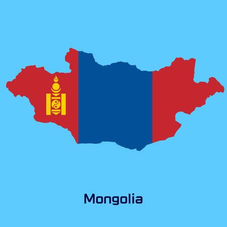 vector map of  Mongolia  with flag textureのイラスト素材