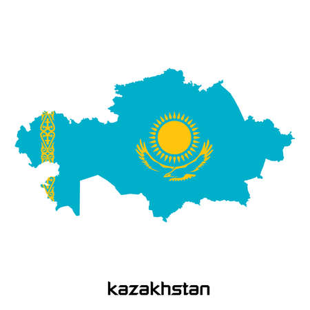 vector map of kazakhstan  with flag textureのイラスト素材