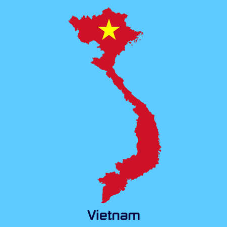 vector map of Vietnam with flag textureのイラスト素材