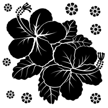 Black silhouette of flowers. Vector illustration.のイラスト素材