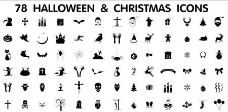 Collection of 78 halloween and christmas iconsのイラスト素材