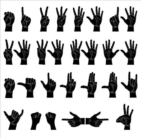 Hand silhoette collection vector のイラスト素材