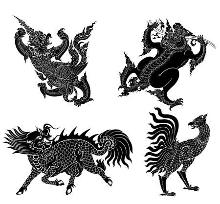Silhouette vector Monsters from Asian literatureのイラスト素材