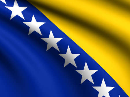 Flag of Bosnia and Herzogovina blowing in the windの写真素材