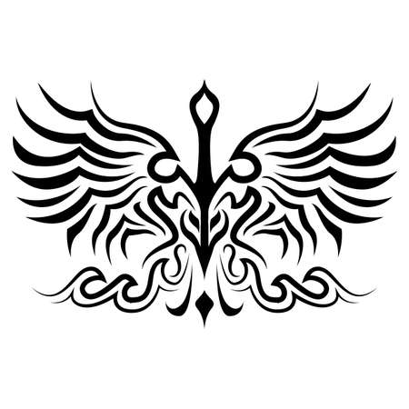 Bird  tattoo silhouette  vector in eps 10のイラスト素材