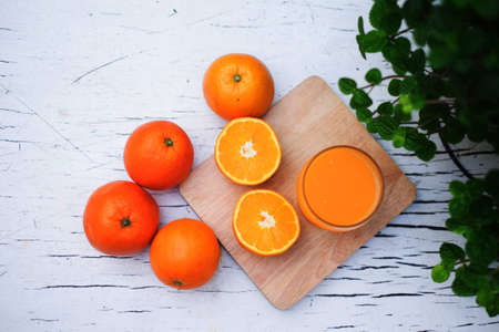 fresh orange juice top viewの写真素材