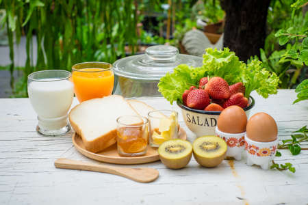 healthy breakfast setの写真素材