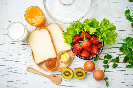 healthy breakfast setの写真素材