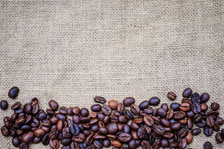 coffee bean on sackclothの写真素材
