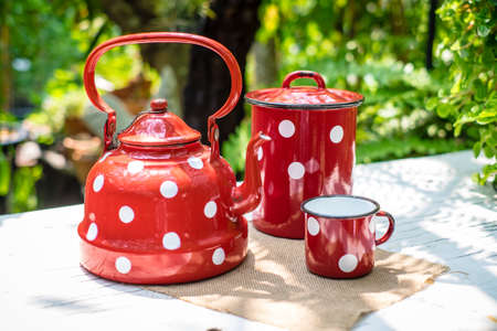 polka dot enamelの写真素材