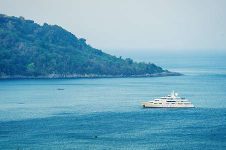 Cruise Ship in the Ocean with Blue Skyの写真素材