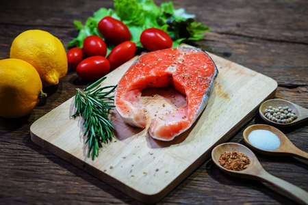 raw fresh salmon for steak