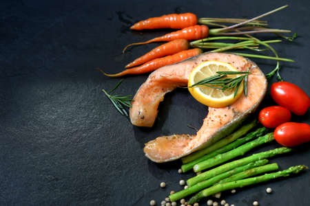 salmon steakの写真素材