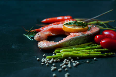 salmon steakの写真素材