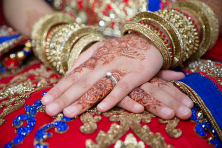 Brides hands with ring showing