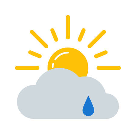 Weather forecast colorful icon. Flat rain symbol isolated on white background. Vector illustration EPS10.のイラスト素材