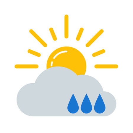 Weather forecast colorful icon. Flat rain symbol isolated on white background. Vector illustration EPS10.のイラスト素材