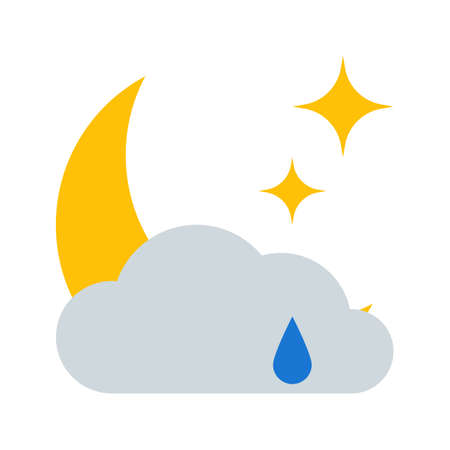 Weather forecast colorful icon. Flat cloudy night symbol isolated on white background. Vector illustration EPS10.のイラスト素材