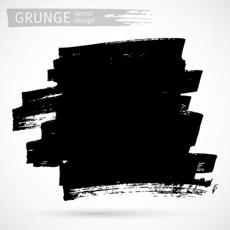 Black ink brush strokes background. Freehand drawing. Grunge abstract design element isolated on white background. Text frame template. Vector illustration EPS 10.のイラスト素材