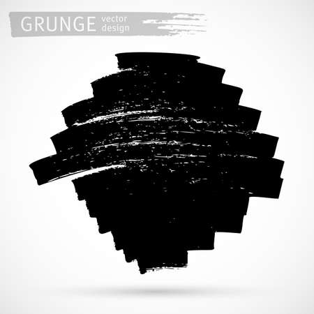 Black ink brush strokes background. Freehand drawing. Grunge abstract design element isolated on white background. Text frame template. Vector illustration EPS 10.のイラスト素材
