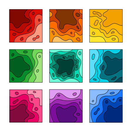 Colorful abstract background, set of 9 vector design templates.のイラスト素材