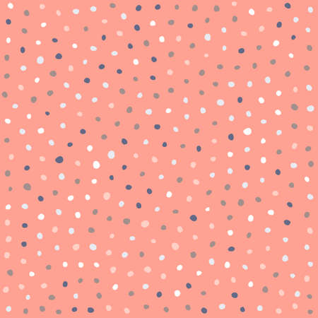 Color hand drawn polka dot seamless pattern with grunge texture effect. Vector design for fabric, textile, wallpaper, package design.のイラスト素材