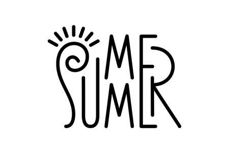 Laconic and elegant linear lettering composition with editable weight stroke isolated on the white background. Seasonal design element , poster, greeting card, tattoo. Vector illustration.のイラスト素材