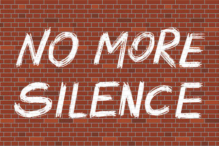 African American's rights protest grunge style lettering No more silence on the brick wall. Vector illustration.のイラスト素材