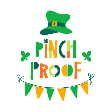 Vector St. Patrick's Day clipart with traditional Irish color and festive elements for stickers, posters, greeting cards, t-shirts, decoration.のイラスト素材