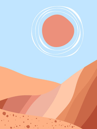 Abstract contemporary aesthetic landscape minimalist modern backgroundのイラスト素材