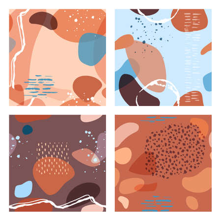 Abstract minimalist seamless pattern with trendy style overlay shapes, using for social media, stories template, decoration, package, fabrics, textile, cover design. Vector illustration.のイラスト素材