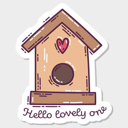 Colorful Valentine's Day doodle style hand-drawn sticker with simple engraving retro effect and quote. Romantic mood cute love symbol and lettering.のイラスト素材