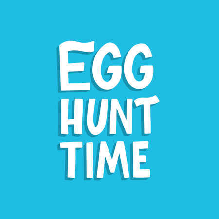 Joyful Happy Easter hand-drawn lettering for greeting cards, social media posts, stickers. Colorful candy pastels spring vector illustration in flat style.のイラスト素材