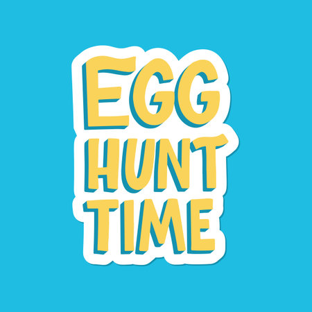 Joyful Happy Easter hand-drawn lettering for greeting cards, social media posts, stickers. Colorful candy pastels spring vector illustration in flat style.のイラスト素材