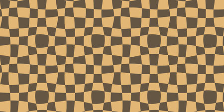 A psychedelic groovy style seamless pattern with a retro aesthetic and abstract checkered vector...