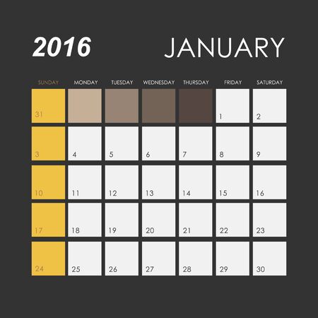 Template of calendar for January 2016のイラスト素材