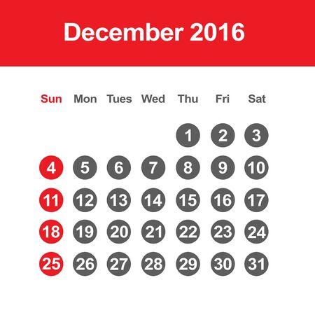 Template of calendar for December 2016のイラスト素材