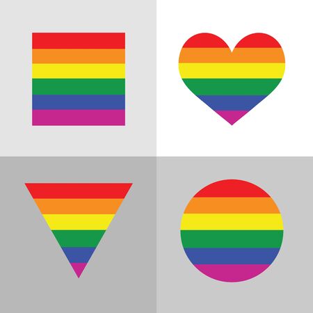 set of rainbow flags various of shapeのイラスト素材