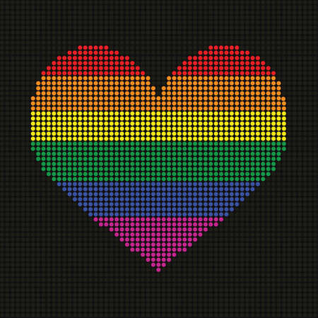 Colorful shape of heart on led screenのイラスト素材