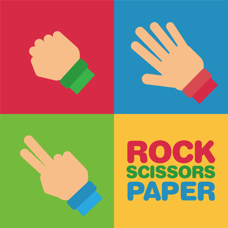 Set of hands with gesture of rock, scissors and paperのイラスト素材