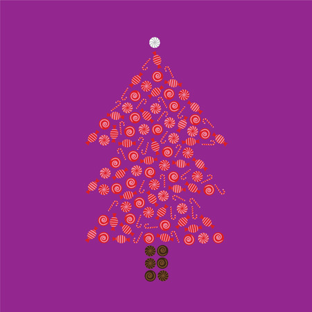 Christmas tree made by candies and chocolatesのイラスト素材