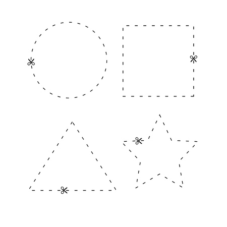 Variety of shape with cutting lineのイラスト素材