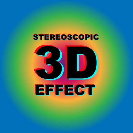 Anaglyph 3D text with colorful abstract background