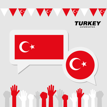 National celebration with Turkey flag decorationのイラスト素材