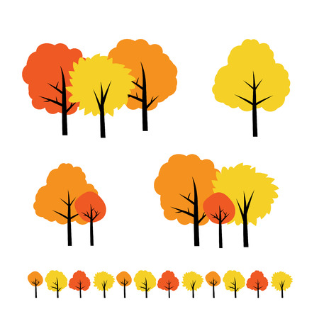 Collection of small cute modern cartoon treeのイラスト素材