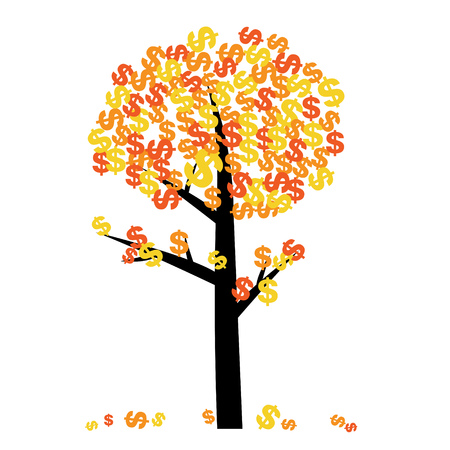 Creative money tree with leaf in money signのイラスト素材