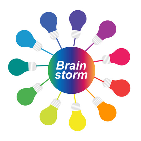 Concept of brainstorm with colorful bulbsのイラスト素材