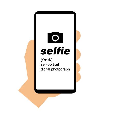 Concept of selfie with hand holding a smartphone